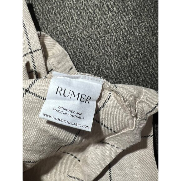 QUINN RUMER PLAYSUIT ROMPER, Plaid Halter Neck, Adjustable Tie Straps, 100% line - Picture 8 of 11